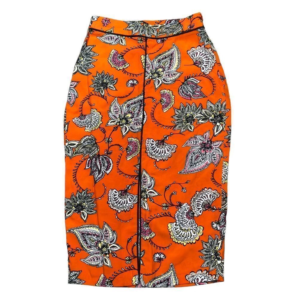 ASOS Orange Floral Pencil Skirt Size 2